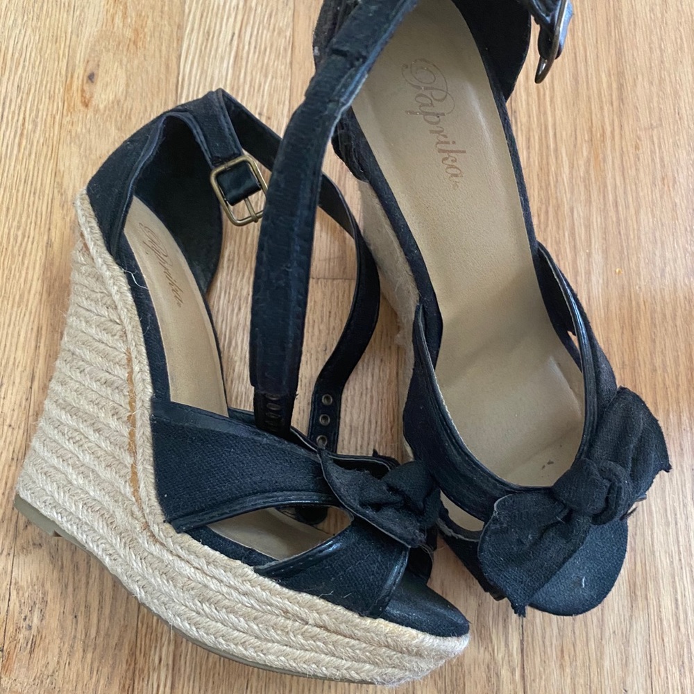 Black espadrille wedges
